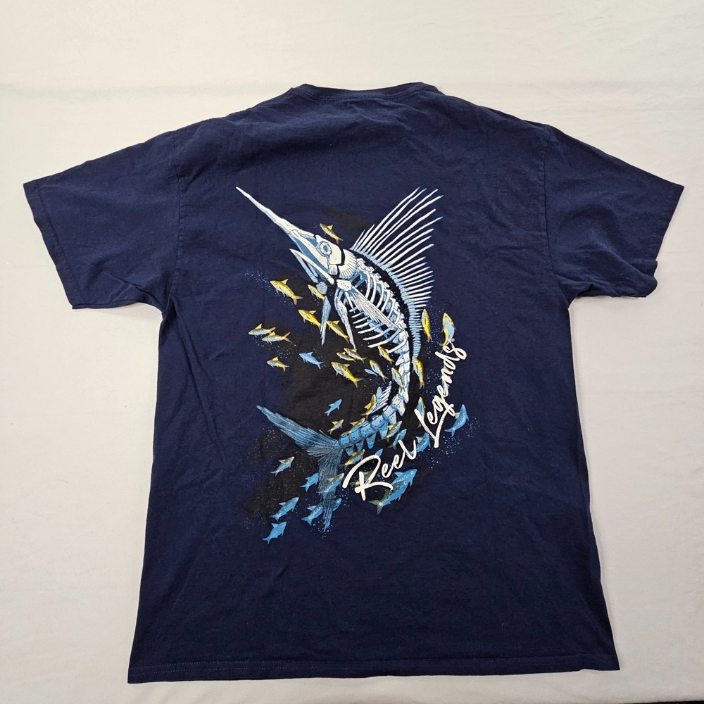Reel Legends Swordfish Blue Short Sleeve Cotton T-Shirt Men's L